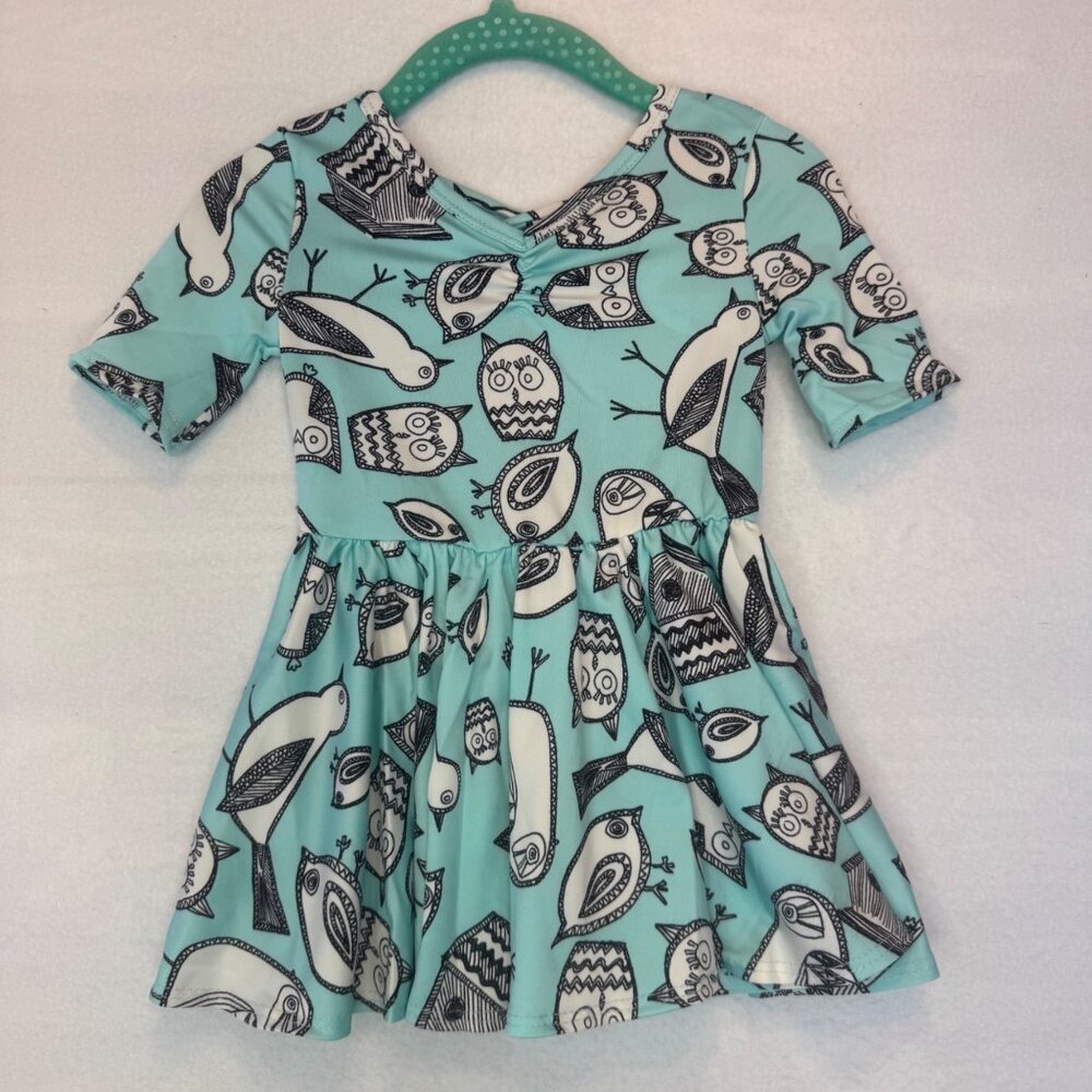 Dotdotsmile Dress Size 6/12 Months Blue with Birds Print New With Tags
